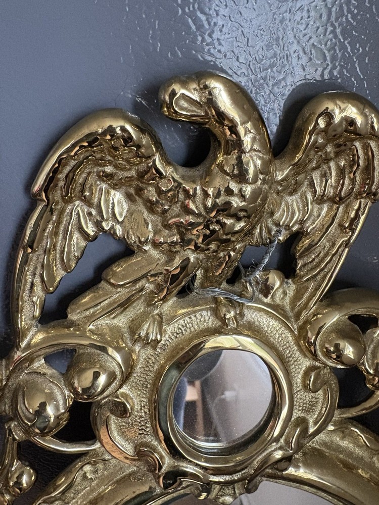 CIVIL WAR ERA SOLID BRASS EAGLE FEDERAL SHIELD MIRROR FRAME VINTAGE