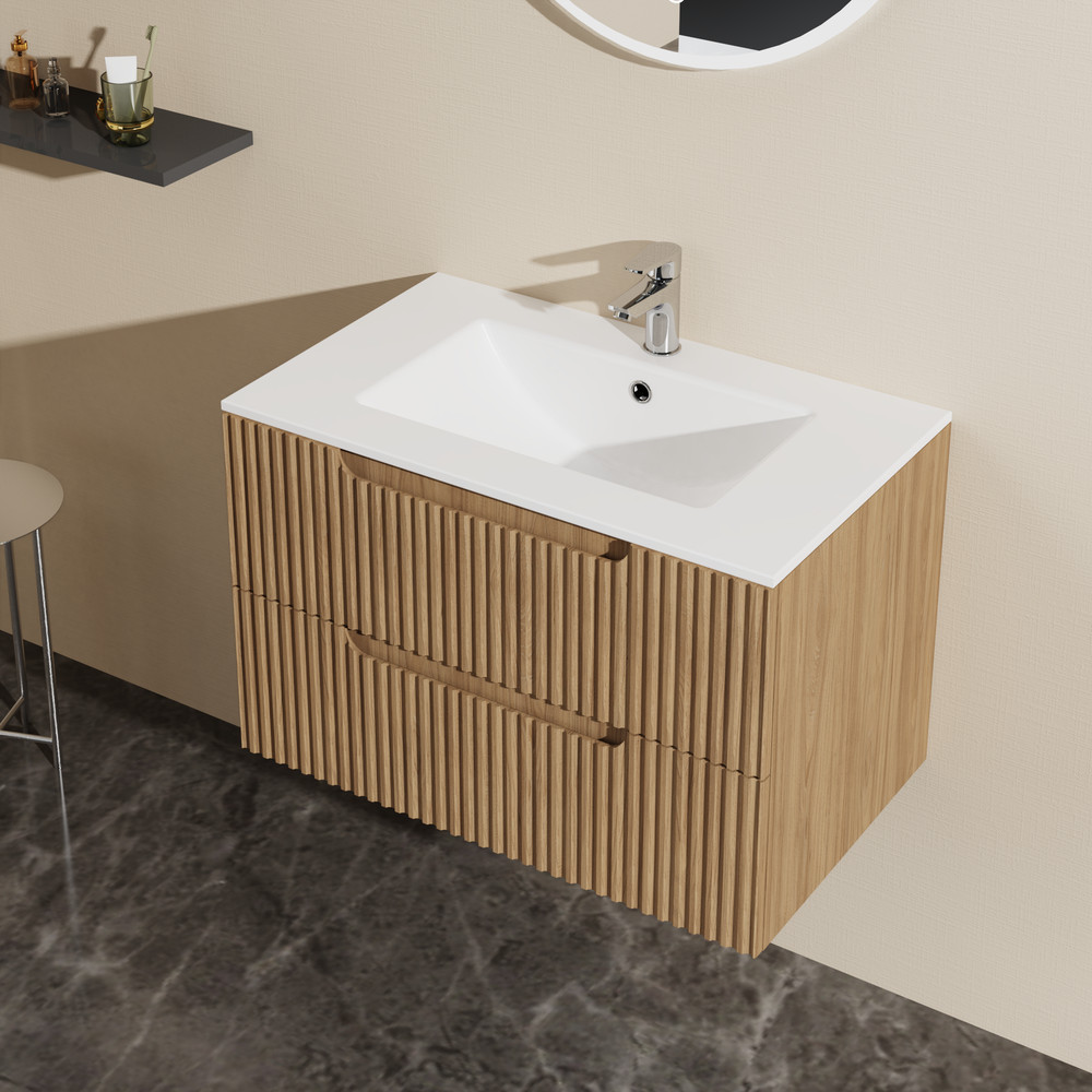 30 inch Undermount Ceramic Sink for Bathroom Vanity, White