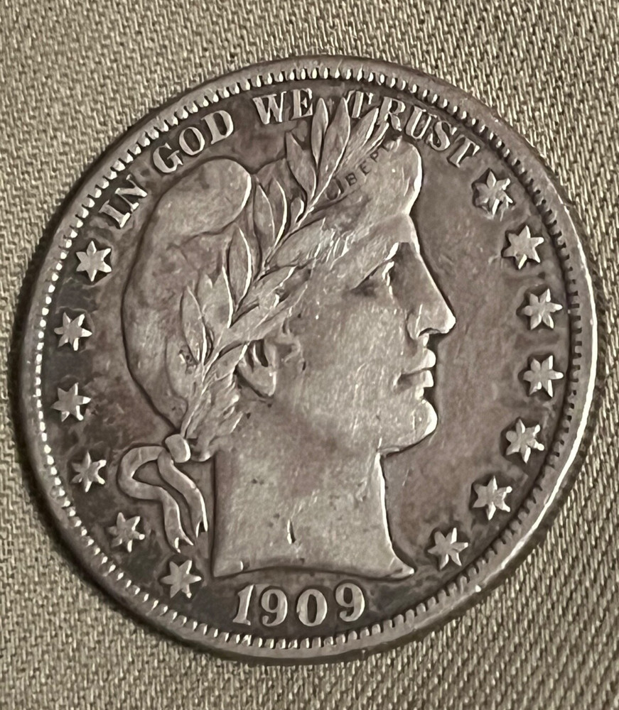 1909-s   50C Barber Half Dollar  ,  VF