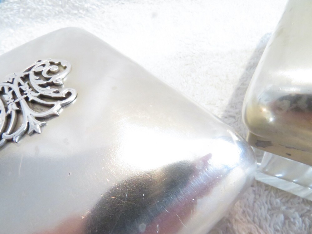 Gorgeous victorian english sterling silver & crystal 2 rectangular boxes London