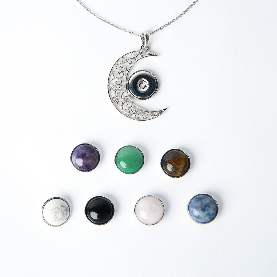 Dream Forest Series. Natural Crystal Gemstone Button Necklace