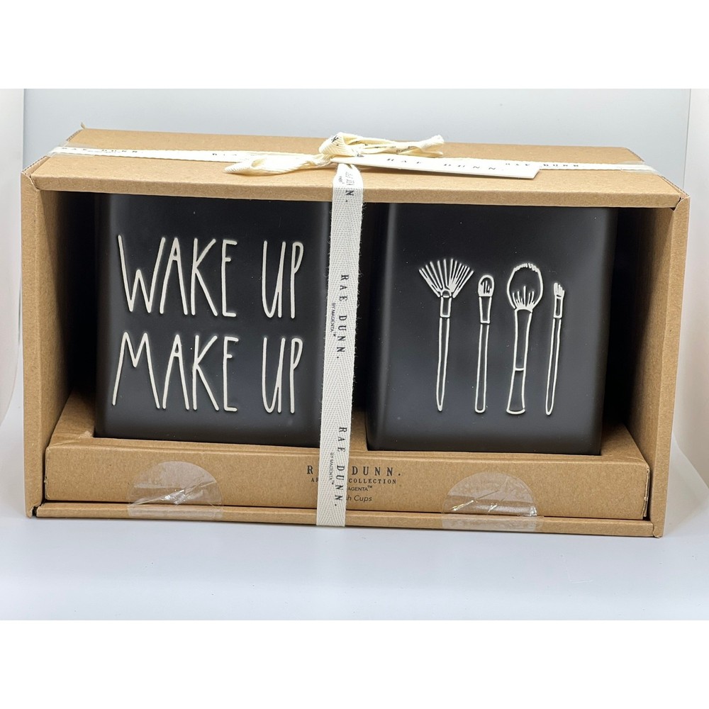 Rae Dunn Wake Up Make Up Set in Black