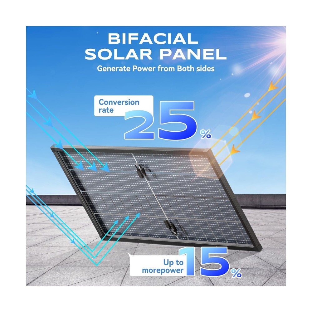 Bifacial 400 Watt Solar Panel 9BB Monocrystalline Cell High-Efficiency Module...