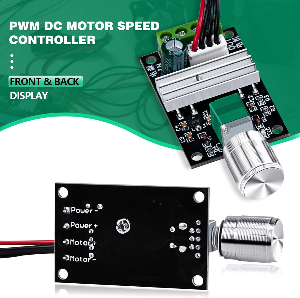 PWM DC Motor Speed Controller, 3A 80W, Reversible with Adjustable Knob