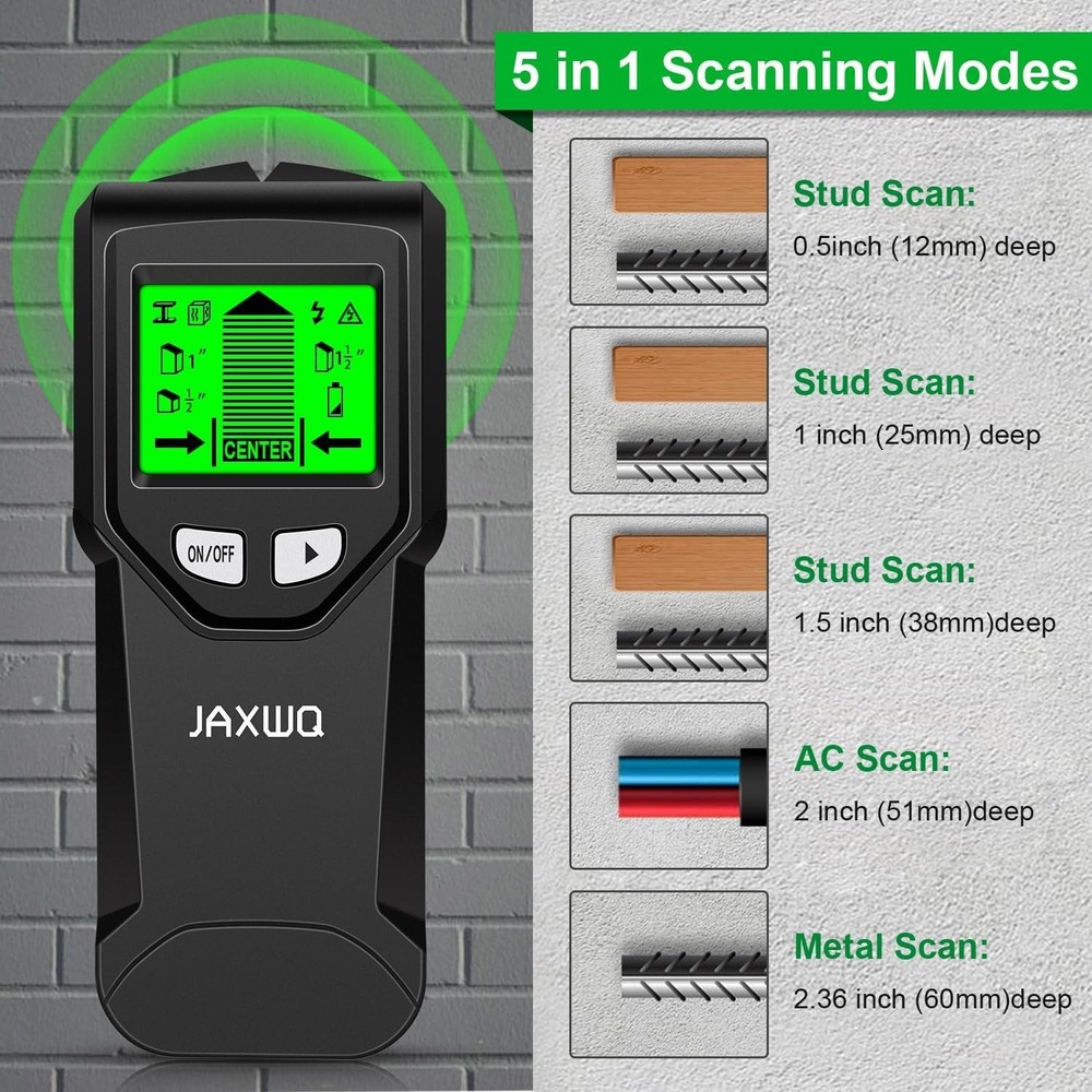 Charcoal Wall Stud Finder with Intelligent Chip & Multiple Scan Modes, 5-in-1