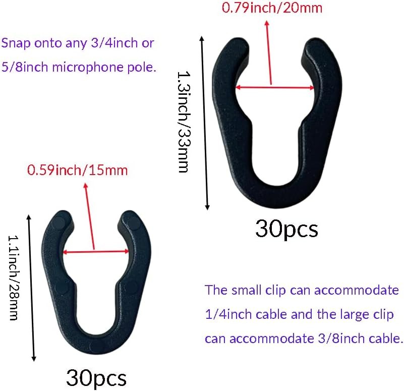 60 Pcs Universal Microphone Cable Clip, Plastic Stand Clips for Studio...