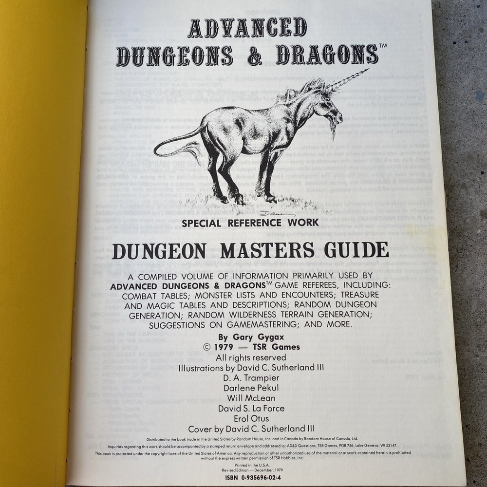 Dungeons & Dragons Advanced D&D Dungeon Master's Guide Revised Edition 1979