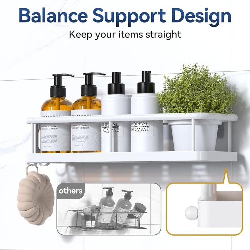 Durable Shower Organizer Caddy Rust Proof Bath Shelf Adhesive Storage Solution