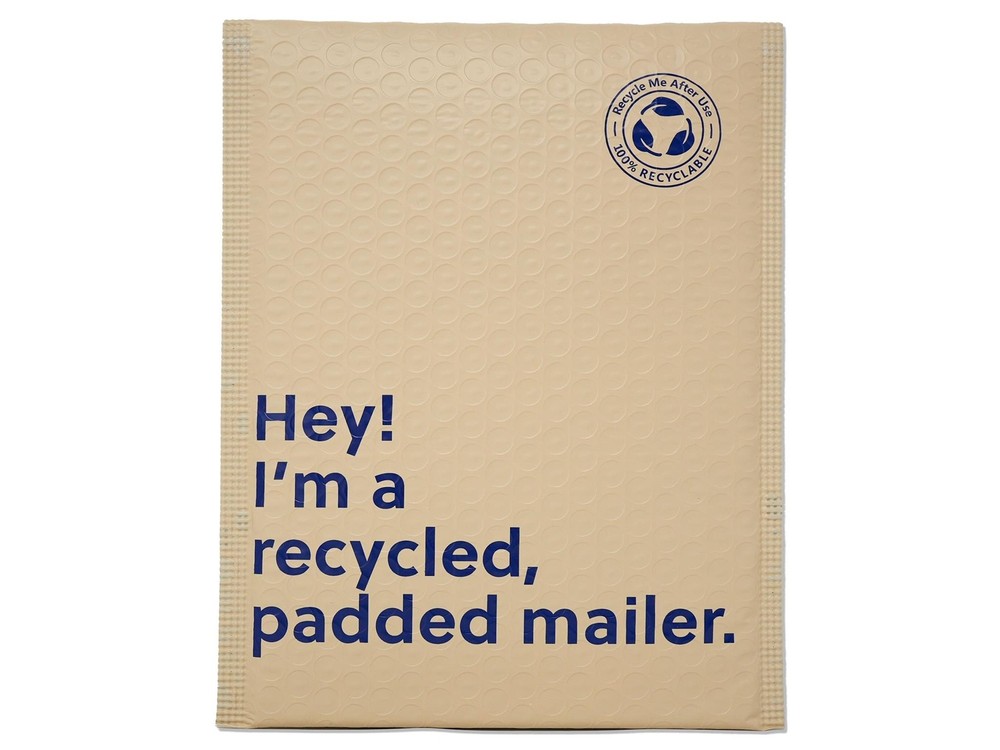 6x10 Khaki Fully Recyclable Bubble Padded Envelopes, Recycled Eco- Friendly Poly