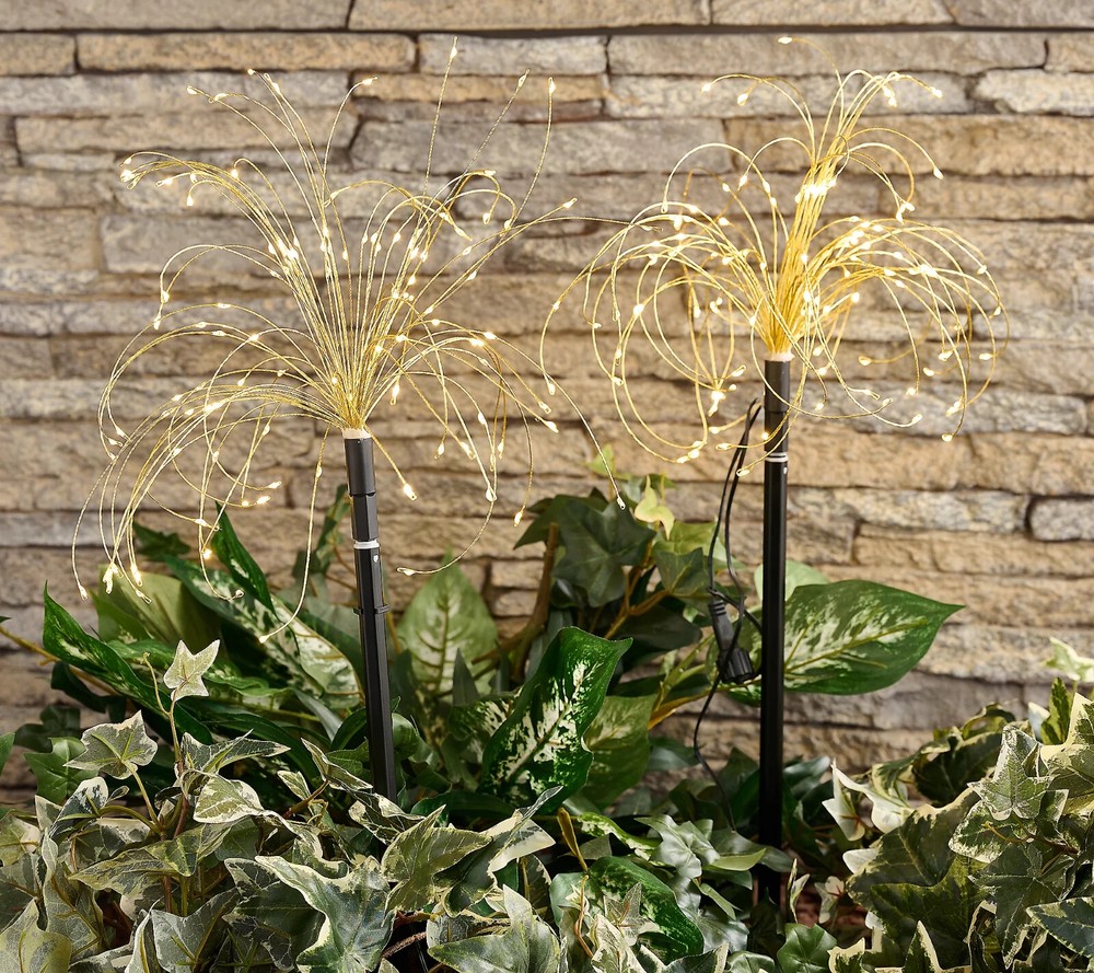 Bethlehem Lights Telescoping 2-Pc Star Burst Stake Lights Gold Wire