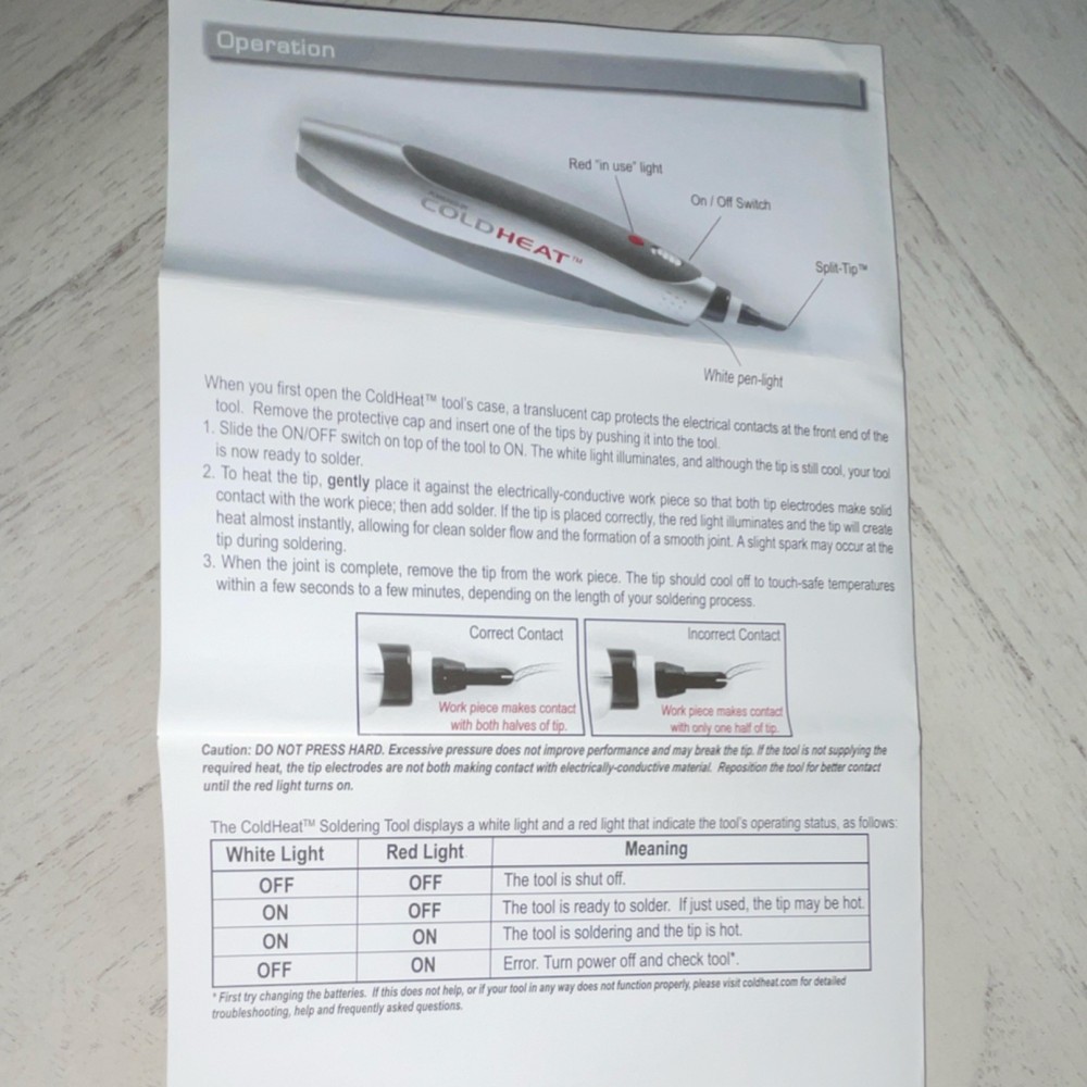 ColdHeat Cordless Soldering Iron Split-Tip LED Indicator
