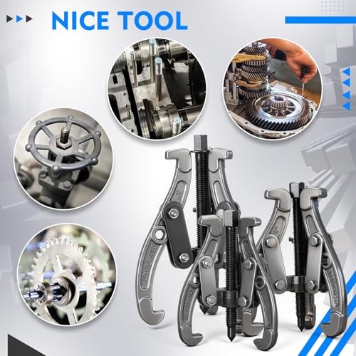 Gear Puller Set, 3" 4" 6" 3 Jaw Puller Kit Forged Pulley with Reversible Jaws