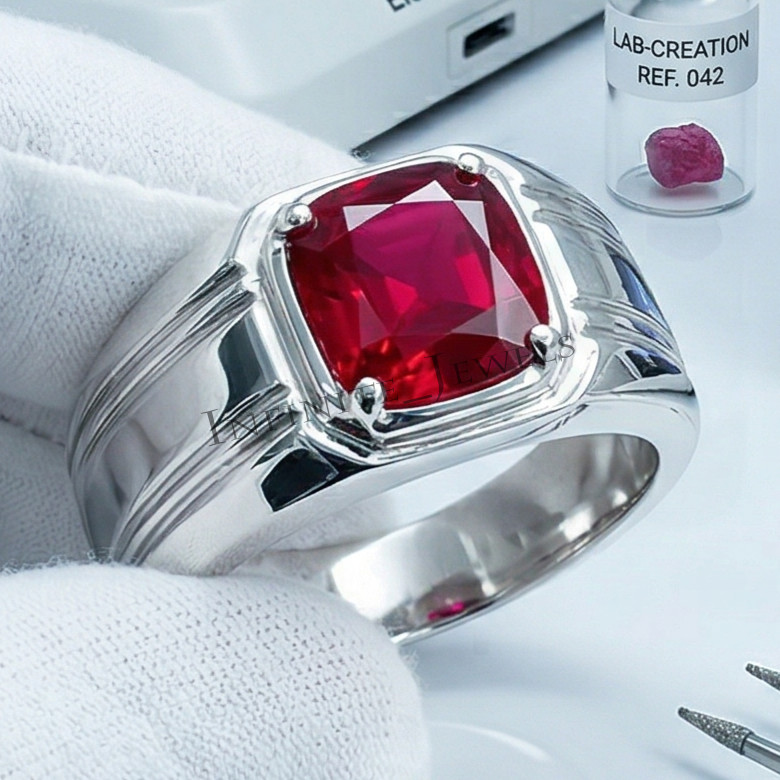 Natural Ruby Ring Men's 925 Sterling Silver Ring Handmade Engagement Man's Ring