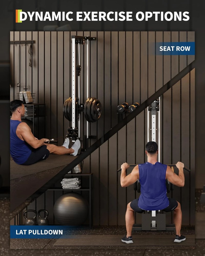Wall Mount Cable Station LAT Pulldown Machine w/19 Positions Dual Pulley