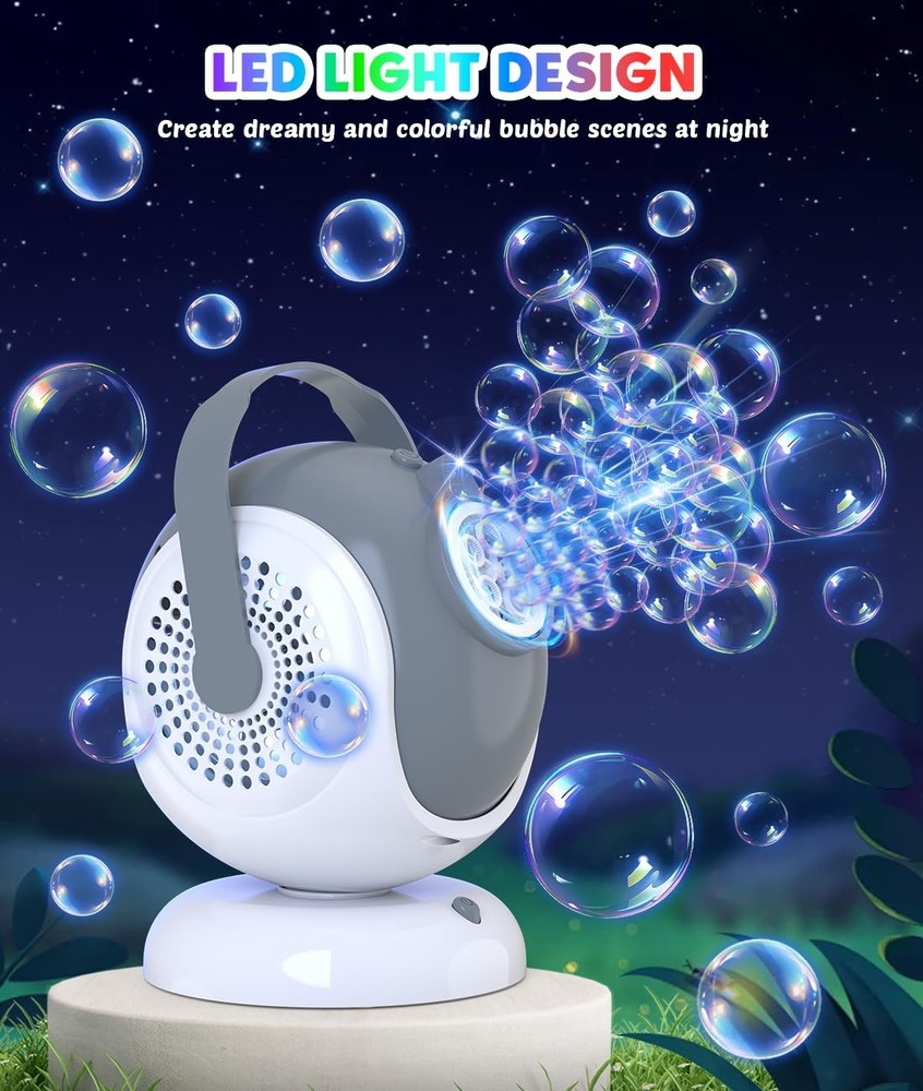 Bubble Machine - Automatic Bubbles Blower for Kids, Toddlers - 360° Oscillati...