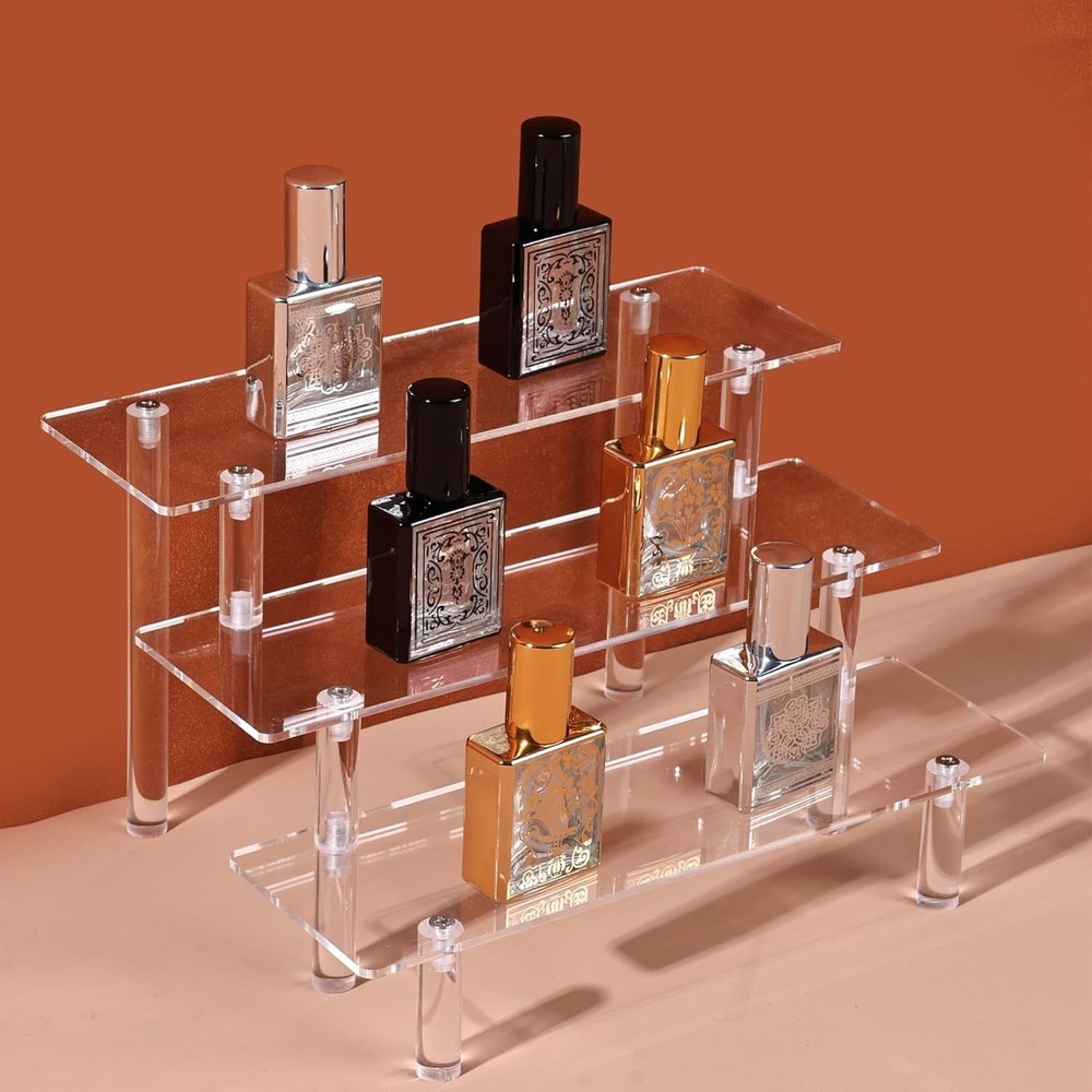 Elegant 3 Tier Acrylic Display Risers - Perfume & Cupcake Organizer - 9 In.