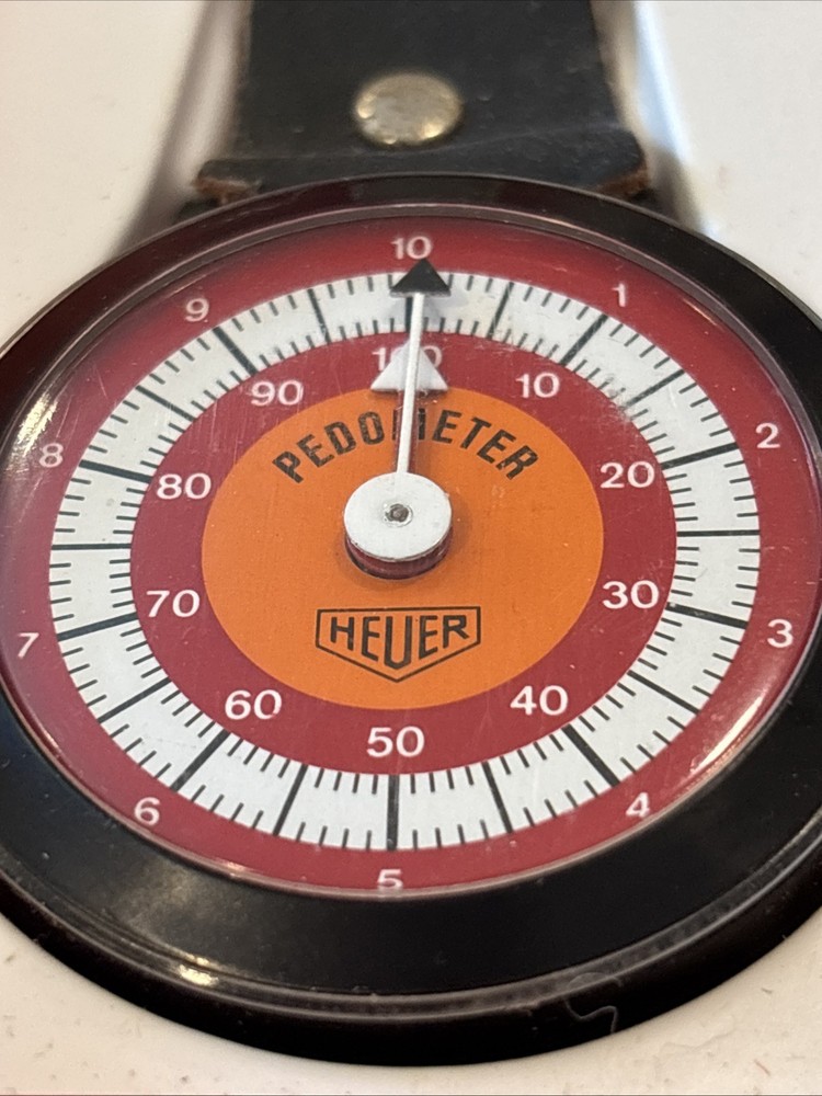VINTAGE HEUER PEDOMETER REF. 600 MILES ORIGINAL BOX & INSTRUCTIONS