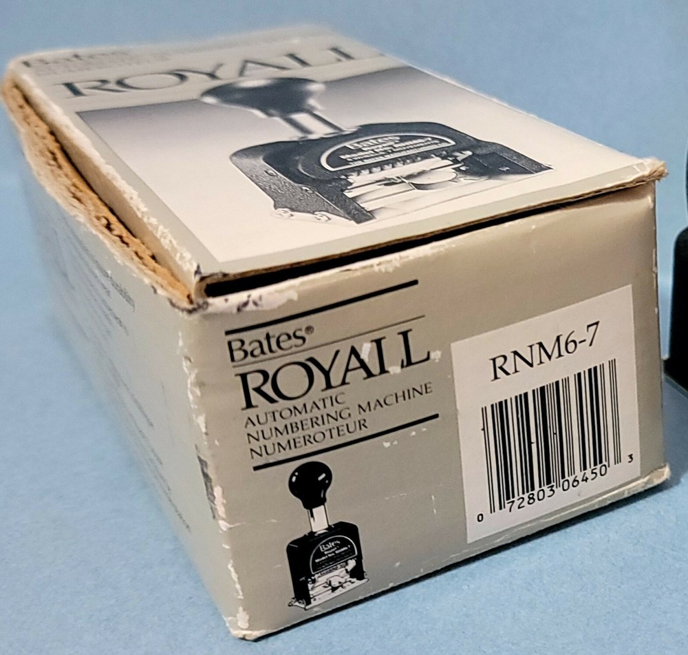 Bates ROYALL RNM6-7 Automatic Numbering Machine w/ Box