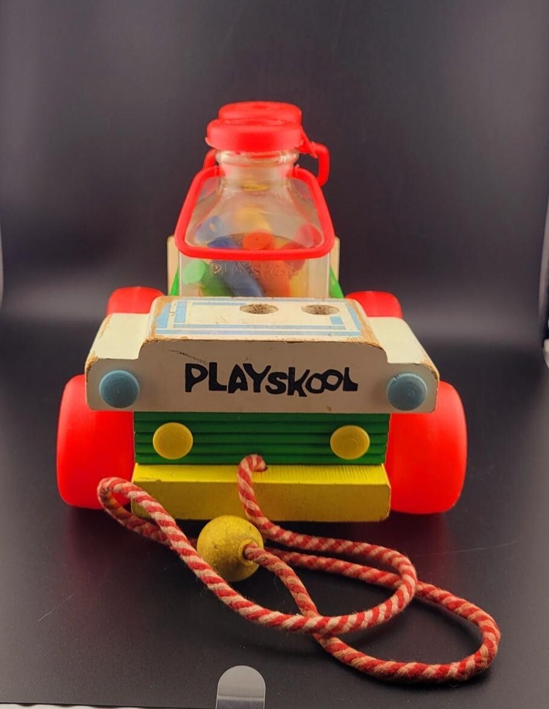 Vintage Playskool Pull Toy With Wood Clothespins Retro