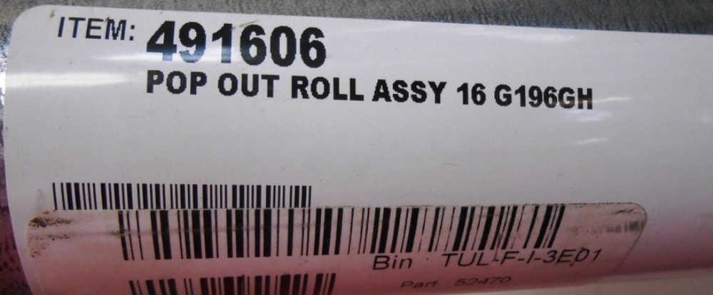 GENERIC, CONVEYOR ROLLER, G196GH 16", POP OUT ROLLER ASSEMBLY, 7/16" HEX BORE