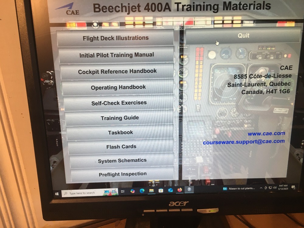 Beechjet 400A Pilot Training Manuals on USB Stick