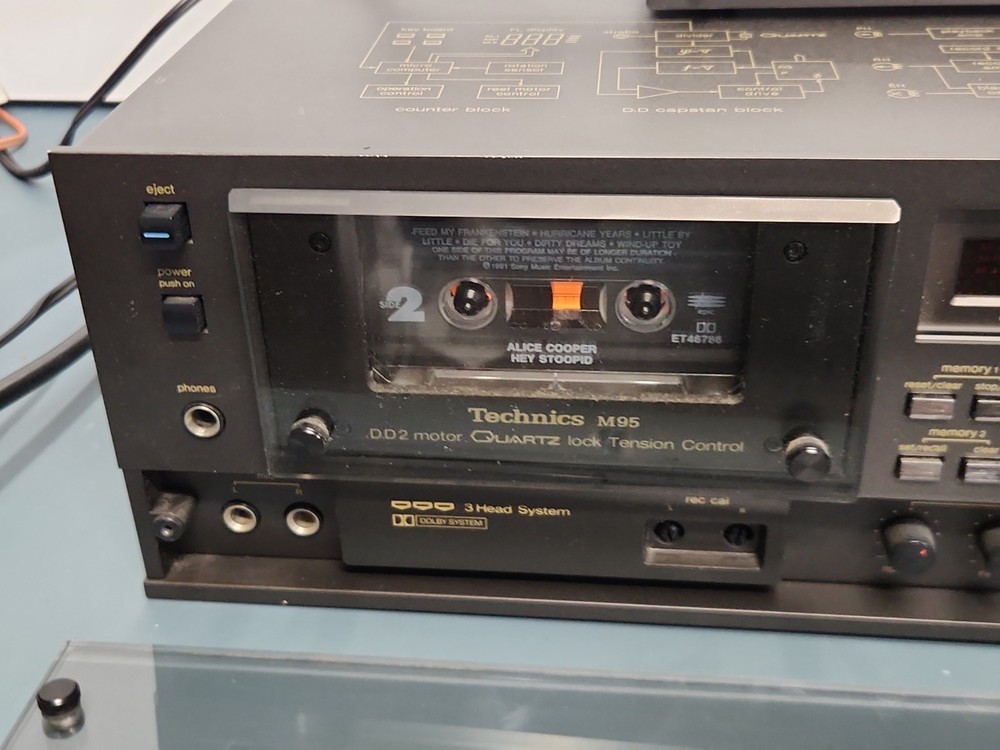 Technics RA-M95 cassette deck RP-9690 BOTH WORK LAZY DOOR OPEN. READ DESCRIPTIO