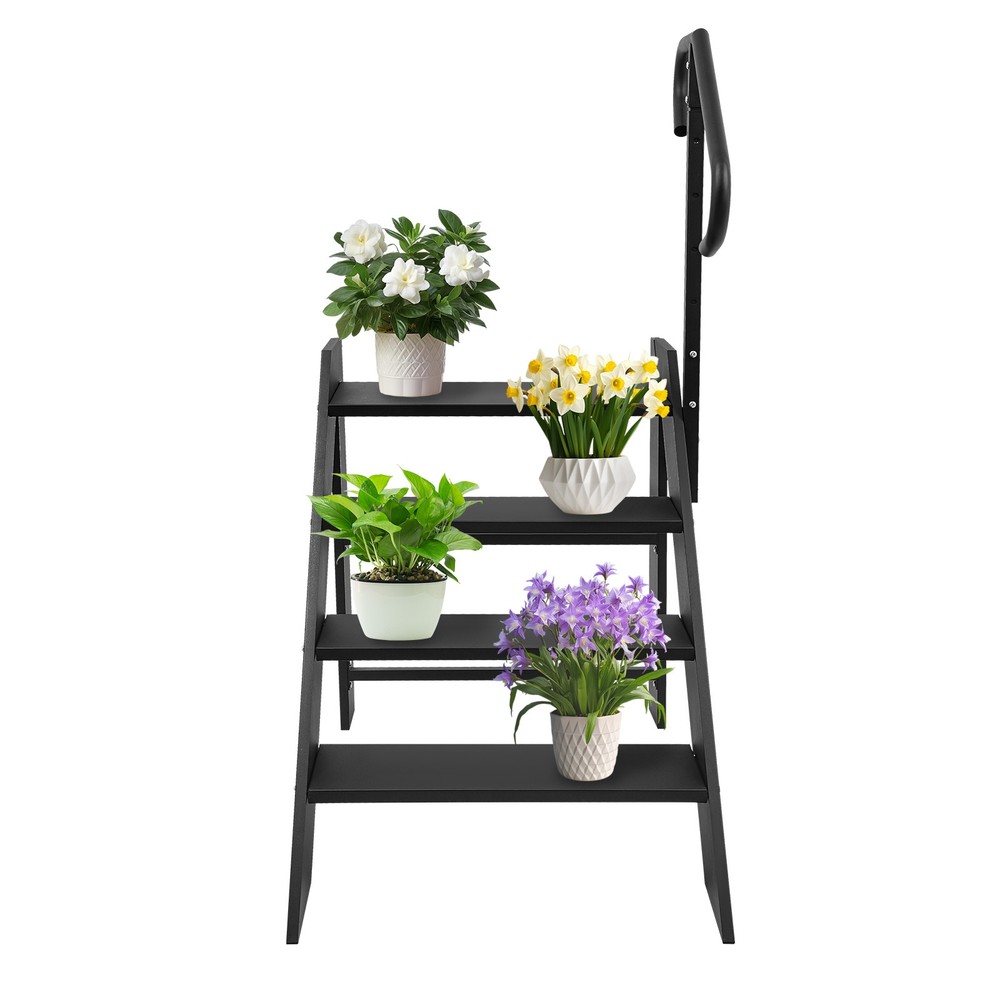 4 Step Ladder Step With Adjustable Handrail Foldable Ladder 110kg/242.51lbs