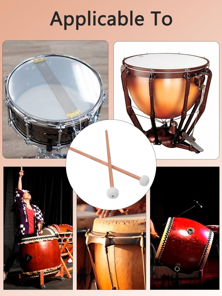 Soft Felt Drum Mallets Set Percussion Timpani Snare Drum Sticks