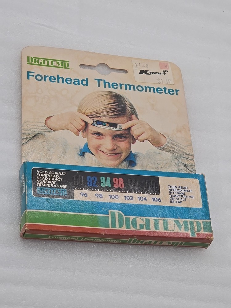 Vintage Digitemp Forehead Thermometer with Box Instructions & Plastic Case