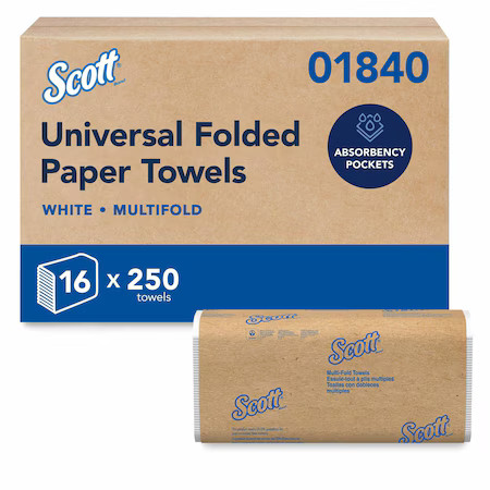 Scott 01840 Multifold Paper Towels, 9.2" X 9.4" Sheets, White, Compact Case