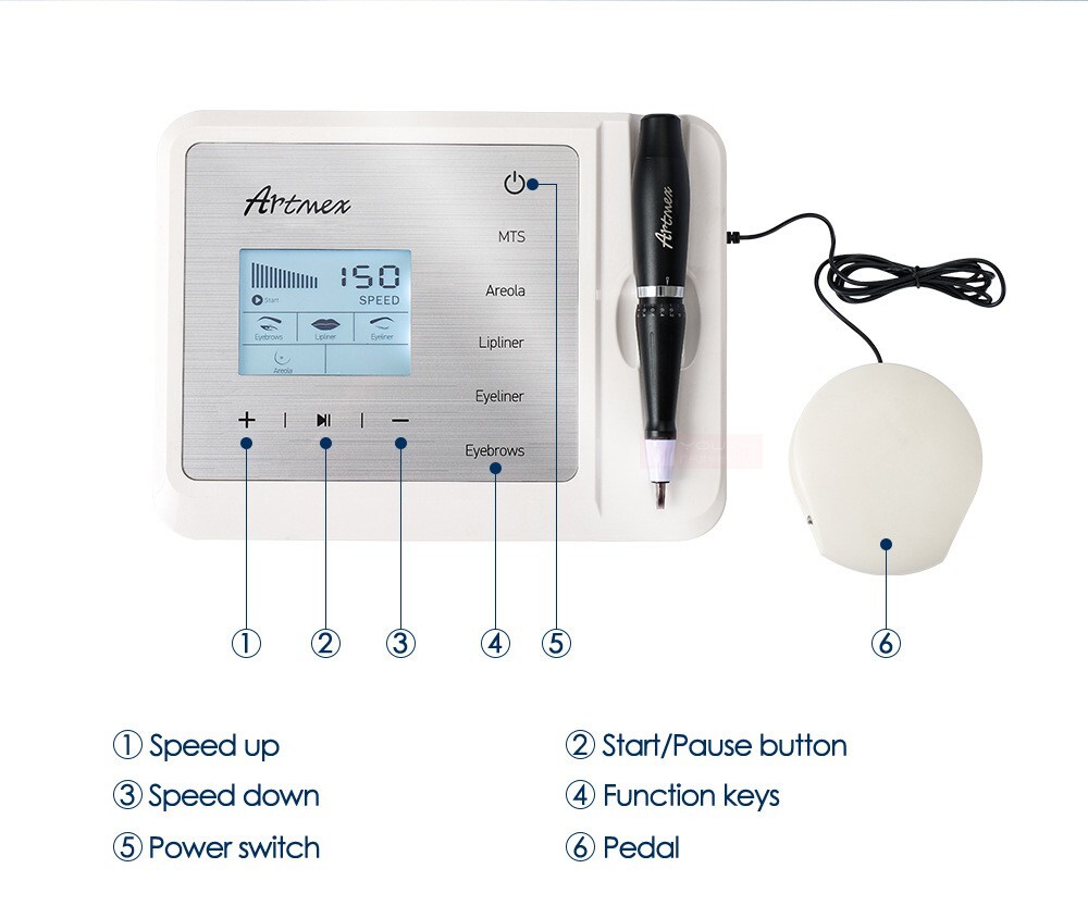 Digital Permanent Makeup Machine Micro Blading Pen with Replacement 6 Pcs Pins