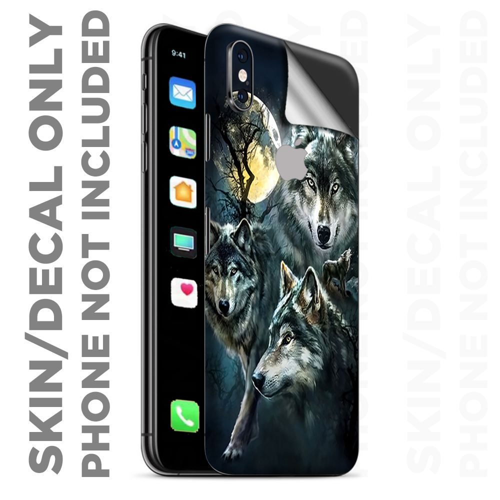 Skins Decal Wrap for Apple iPhone XS Max 3 Wolves Moonlight