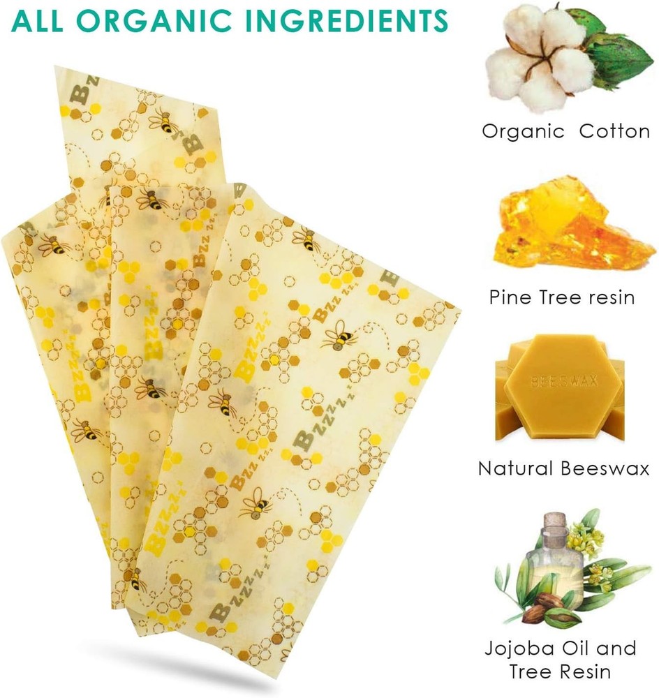 Eco Friendly Beeswax Food Wrap Reusable Storage for Snacks and Bread
