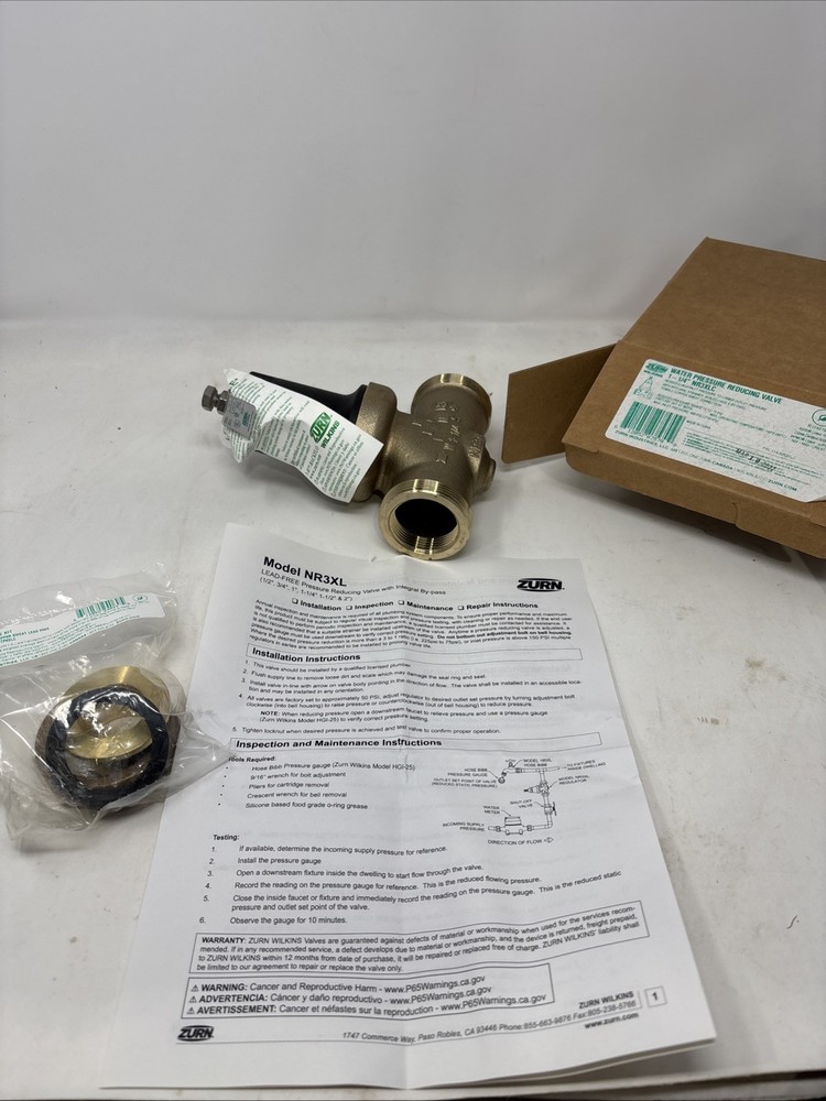 Zurn Wilkins 114-NR3XLC 1-1/4 Lead Free Pressure Reducing Valve PRV