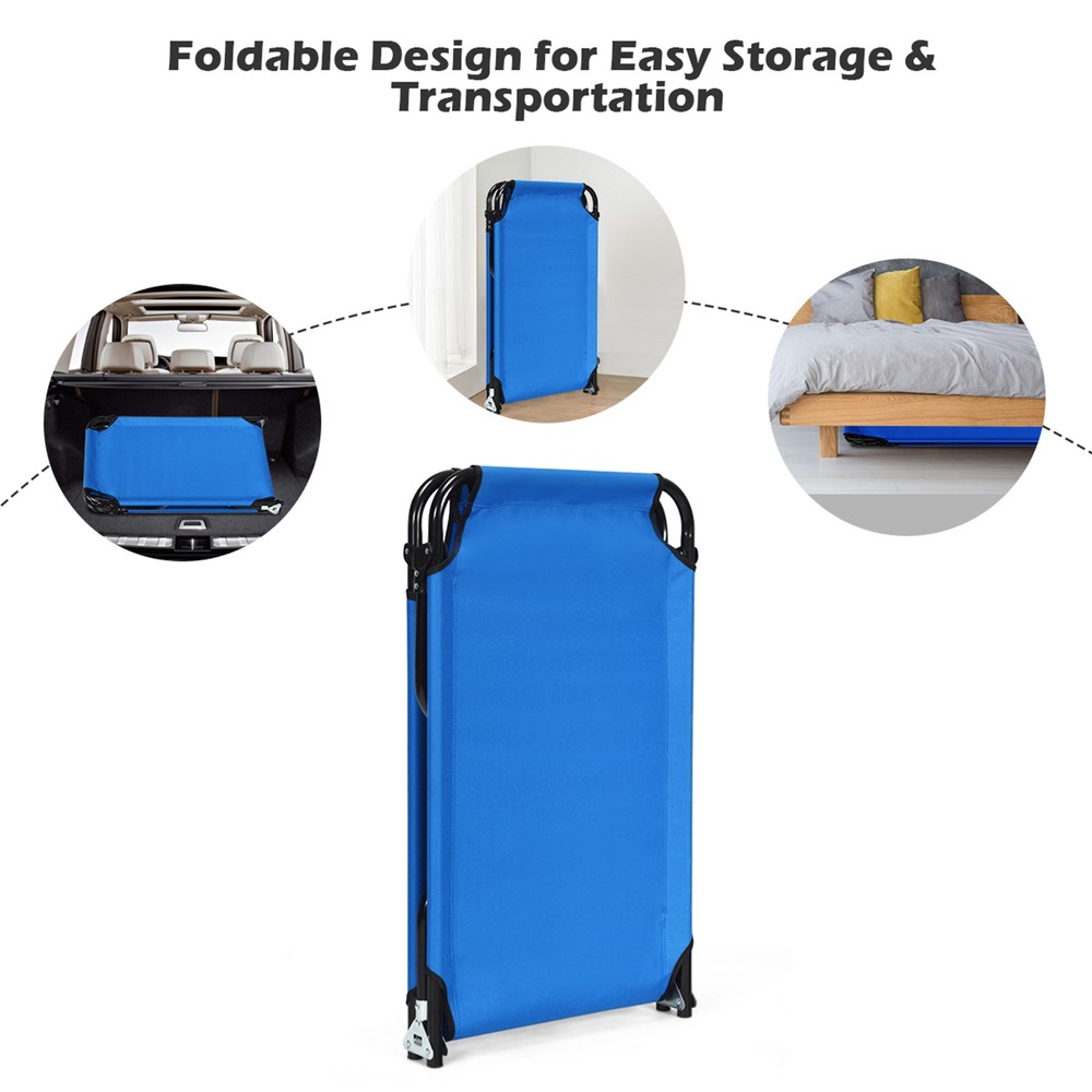 Blue Folding Camping Bed Outdoor Military Cot Sleeping