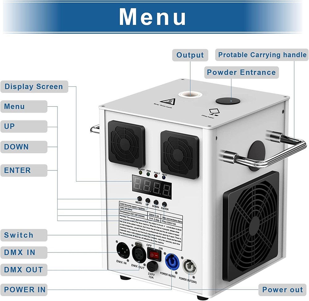 4x 700W Large Cold Spark Firework Machine with Flight Case Sets DMX Stage Effect