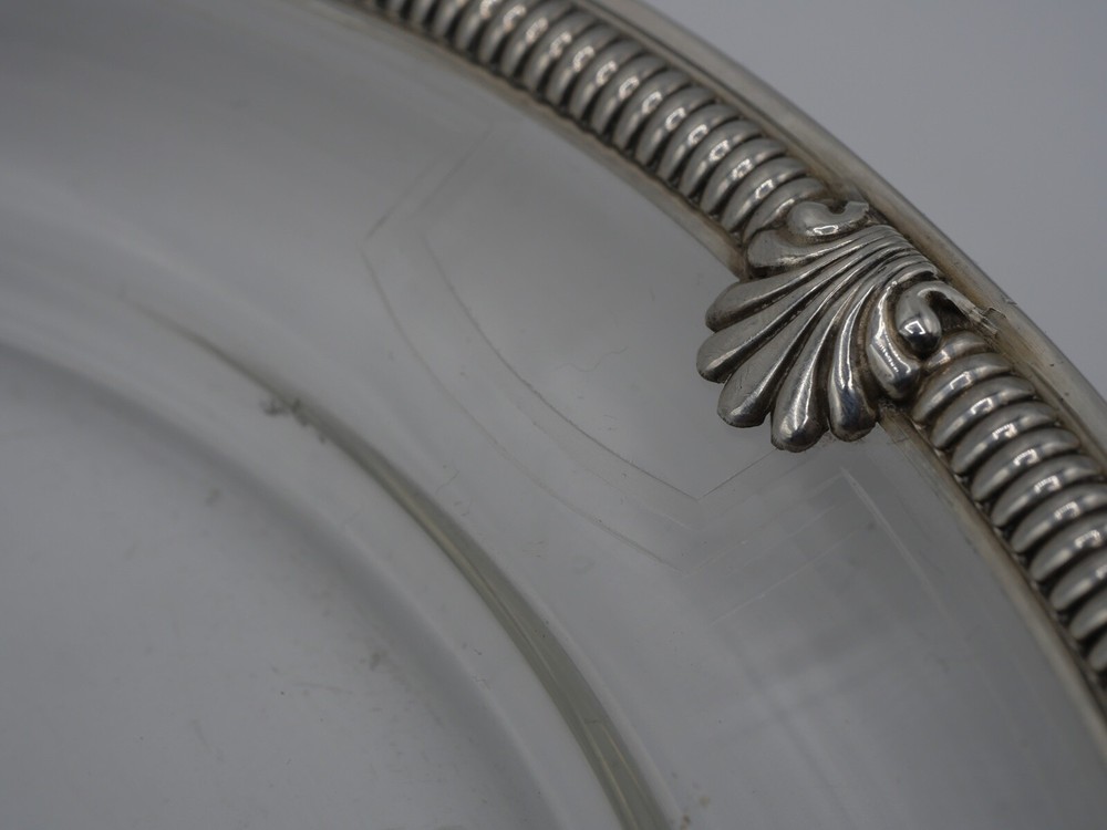SOLID SILVER POINCON MINERVA 1ST TITLE CUP OR PLATE AND CRYSTAL SHELL