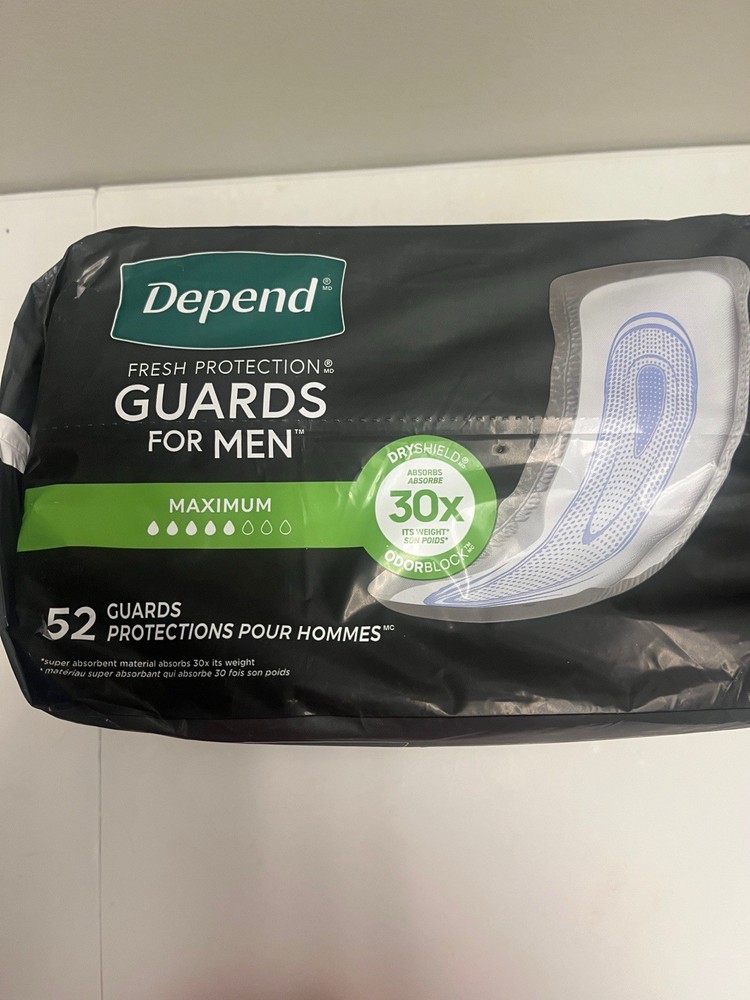 Depend Guards Incontinence Pads for Men, Max. Absorbency, 52 Ct