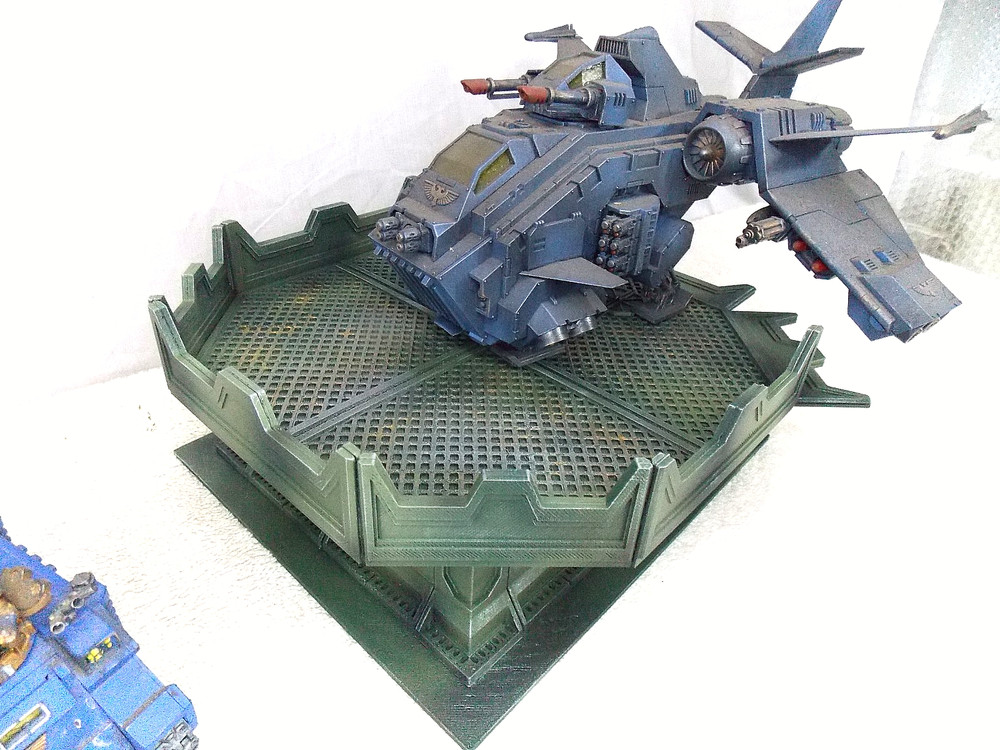 WARGAMING TERRAIN PAINTED LANDING PAD FORTIFICATION..