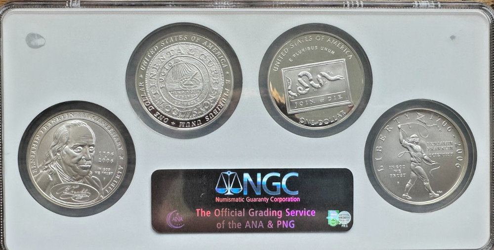 2006 Silver Franklin Tercentenary Commemorative Set - PF70 & MS70- Multiholder