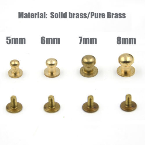 5-500pcs Stud Screw Round Head Solid Brass Nail Rivet Chicago Button DIY Leather