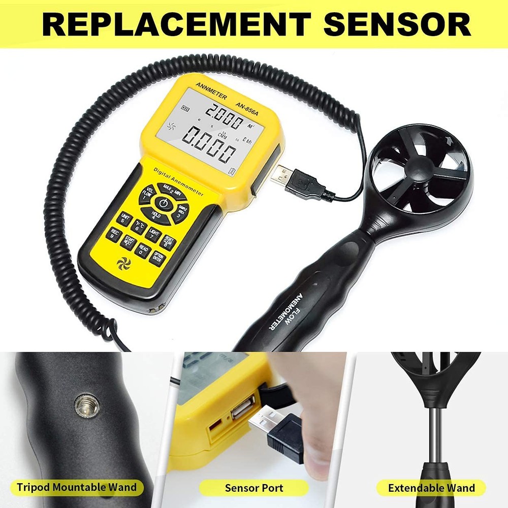 CFM Handheld Anemometer, HAVC Digital Anemometer, Wind Speed Meter...