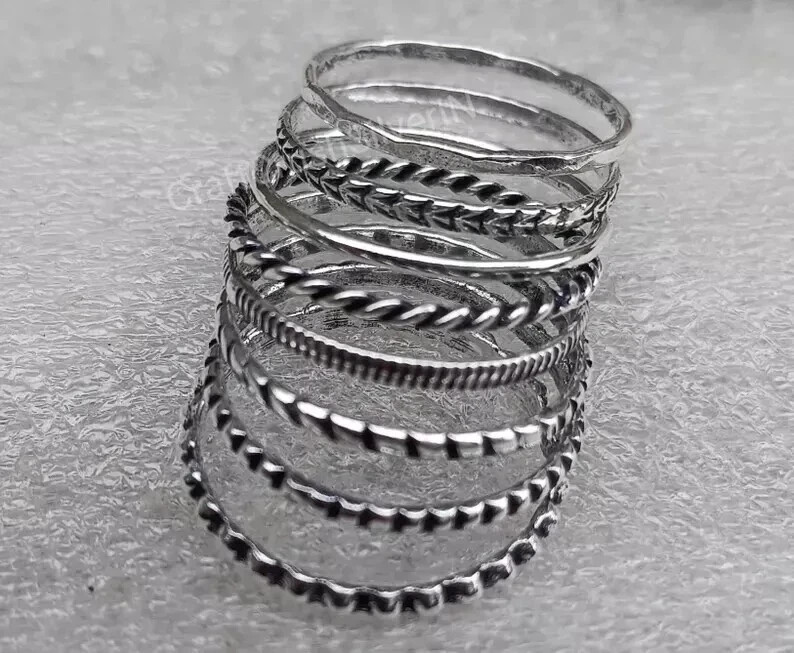 Sterling Silver Stacking Gift Ring Set of 8 Sterling Silver Stacking All size