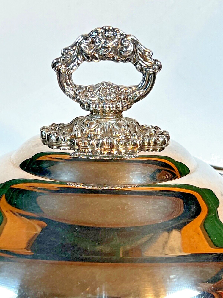 Vintage 3 Liter Pyrex Casserole Dish - Silver Plated Brass Ornate Handled Server