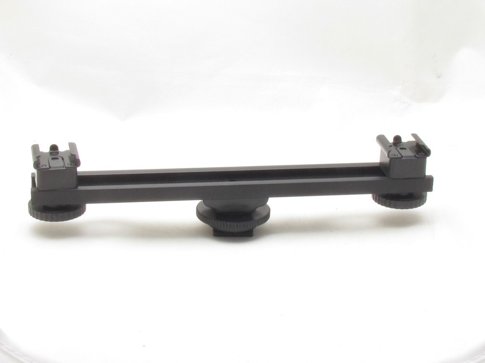 7"Camera Dual Mount Bracket Flash DV LED Light Microphone Hot Cold Shoe Flashgun