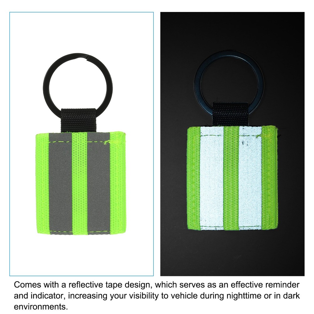 9 Pcs Reflective Keychain Tags, Reflective Zipper Pull, Green