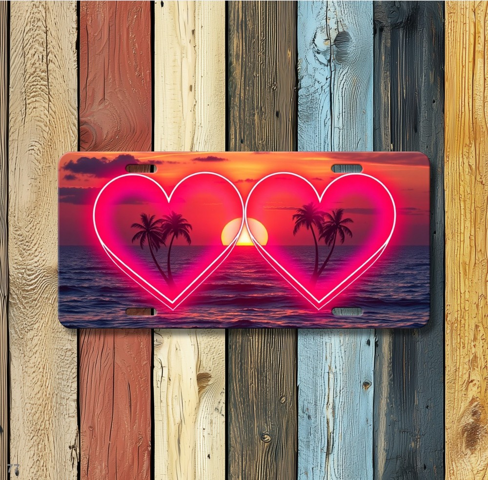 Custom Love Hearts Design Custom Text License Plate Personalized Car Tag