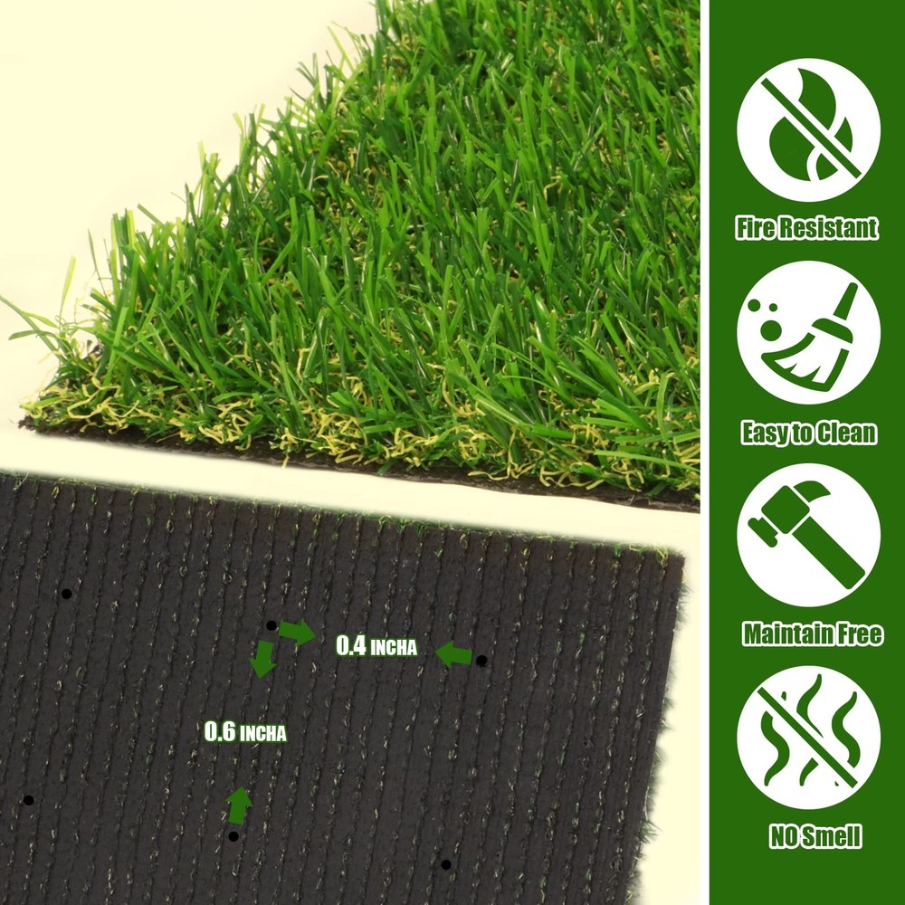 Heyroll Realistic Artificial Turf Grass, 3 FT X 5 3x5FT, Green