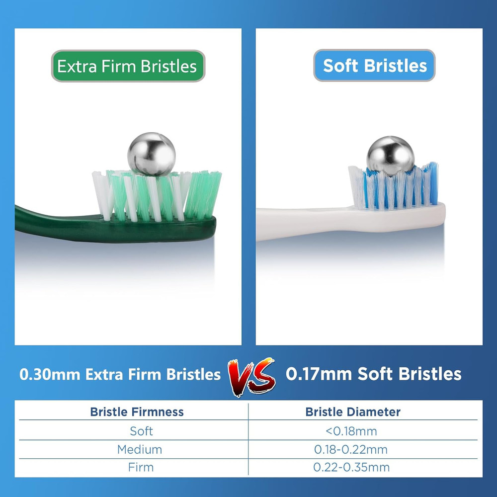 Extra Firm Toothbrushes, Extra Hard Bristles, 6 Count