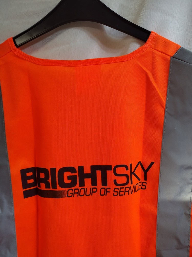 Neon Orange Hi-Visibility/ M/ Zip Front Safety Reflective Vest/ 100% Polyester